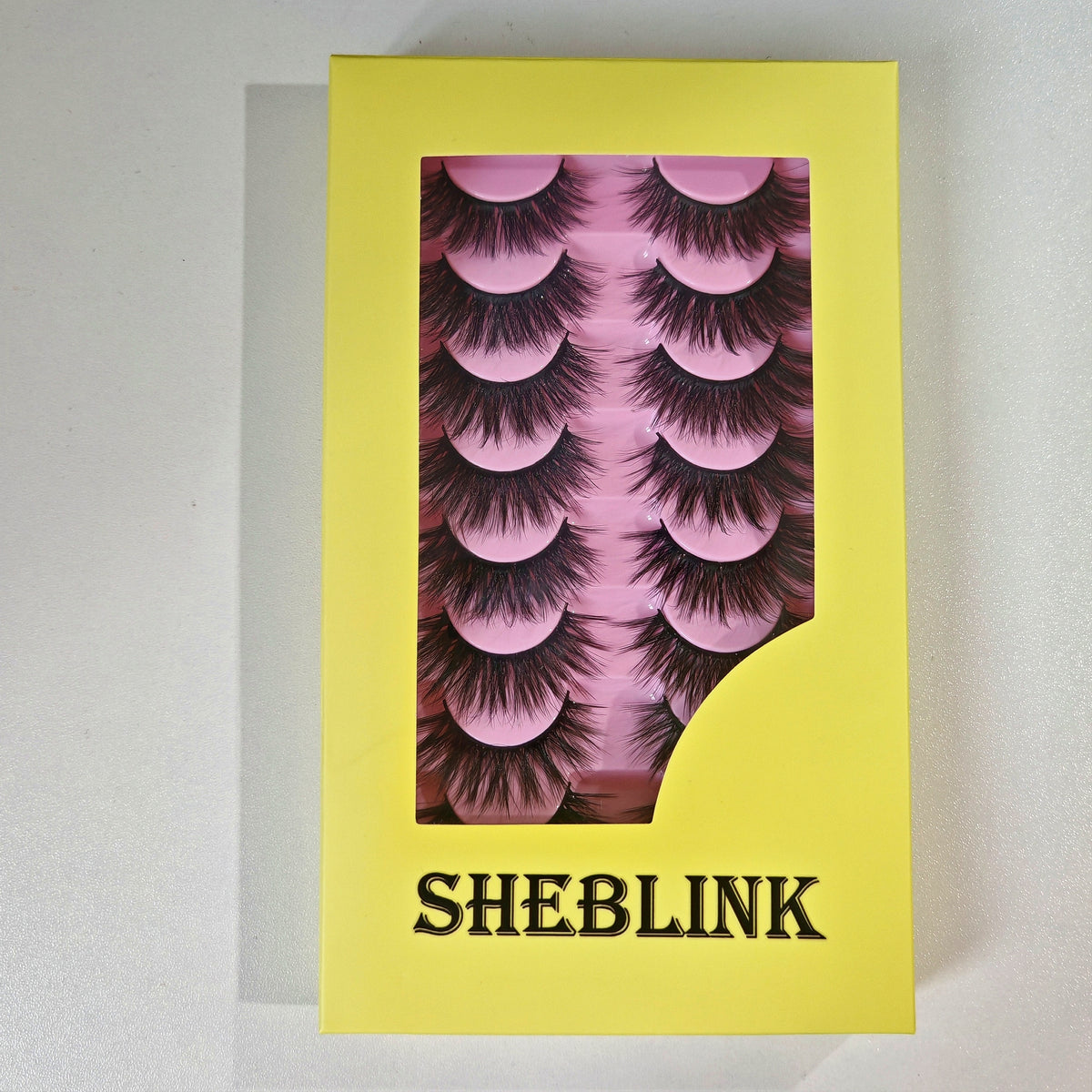 Sheblink 7 Pairs 8D Faux Mink Lashes - Fluffy Wispy Cat Eye Strip Lashes 14-18mm D Curl, Easy to Apply for Beginners & Professionals, Natural to Dramatic Look Like Extensions