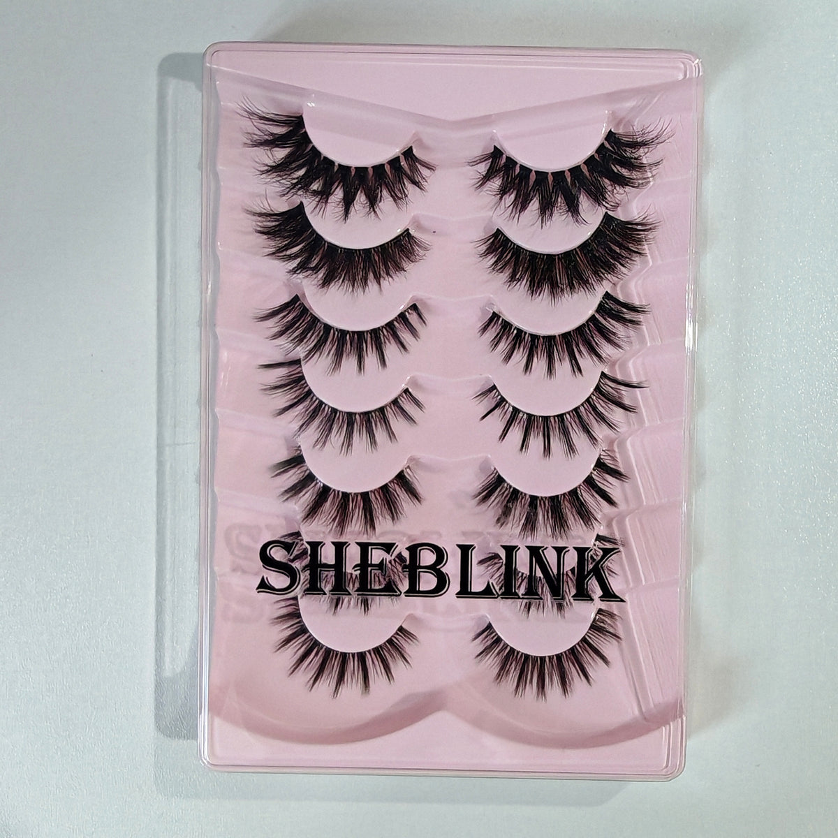 Sheblink Mixed Style Faux Mink Lashes 8 Pairs - 8D Fluffy Cat Eye False Eyelashes with D Curl, Soft Reusable Strip Lashes for Daily Makeup & Salon-Grade Extensions Effect